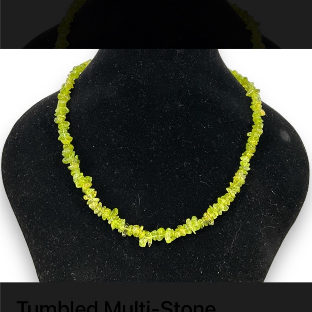 Tumbled Peridot Stone Necklace.